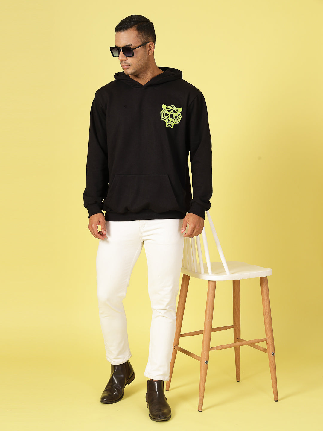 Men Oversized Fleece Typography Sweatshirt
