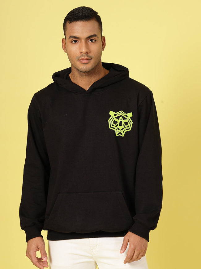 Men Oversized Fleece Typography Sweatshirt