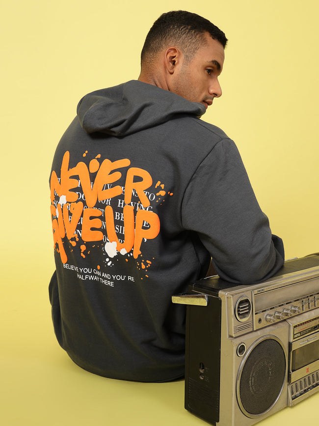 Men Oversized Hoodie with Bold Print Sweatshirt