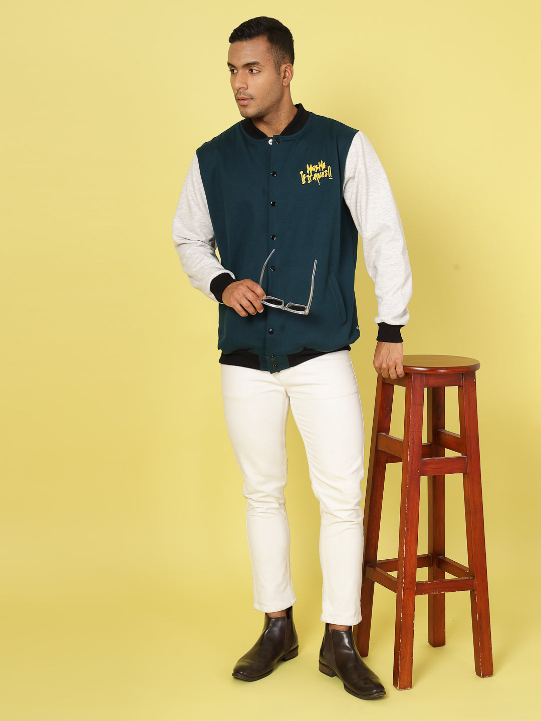 Men Classic Fit Cotton Fabric Fleece Jacket