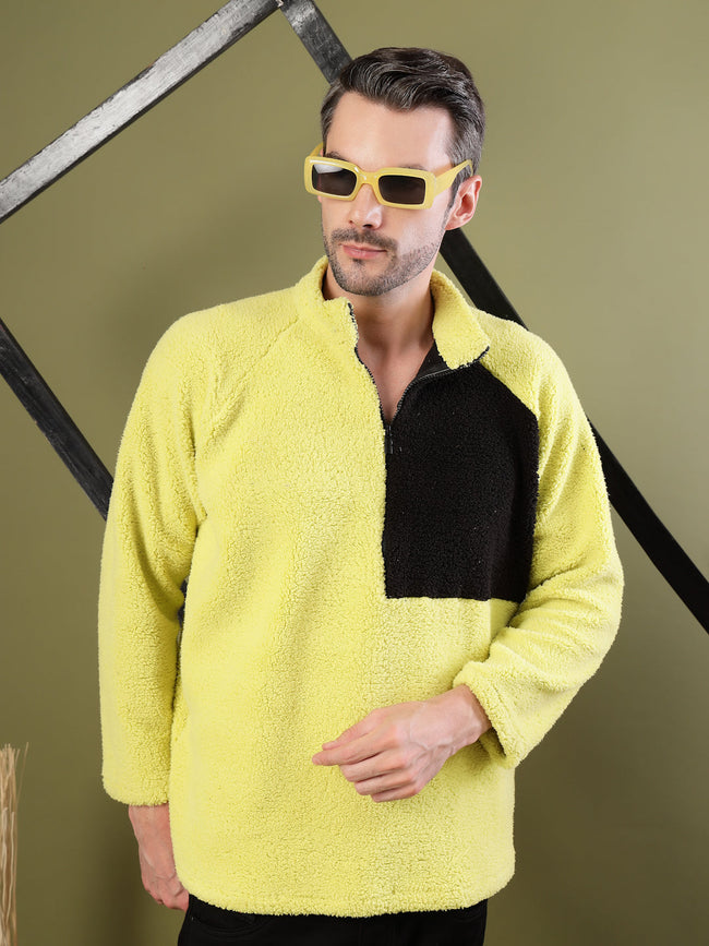 Men Oversized Sherpa Colorblocked Sweatshirt