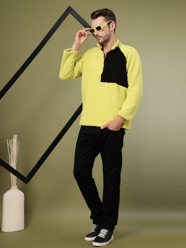 Men Oversized Sherpa Colorblocked Sweatshirt