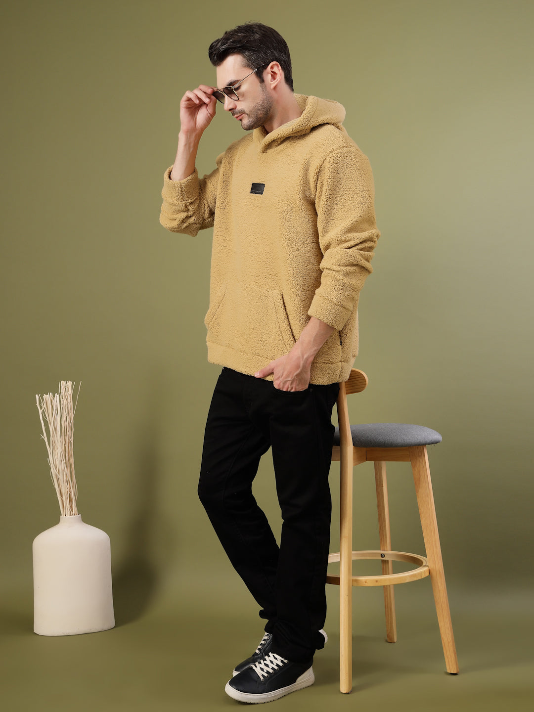 Men Beige Oversized Sweatshirt