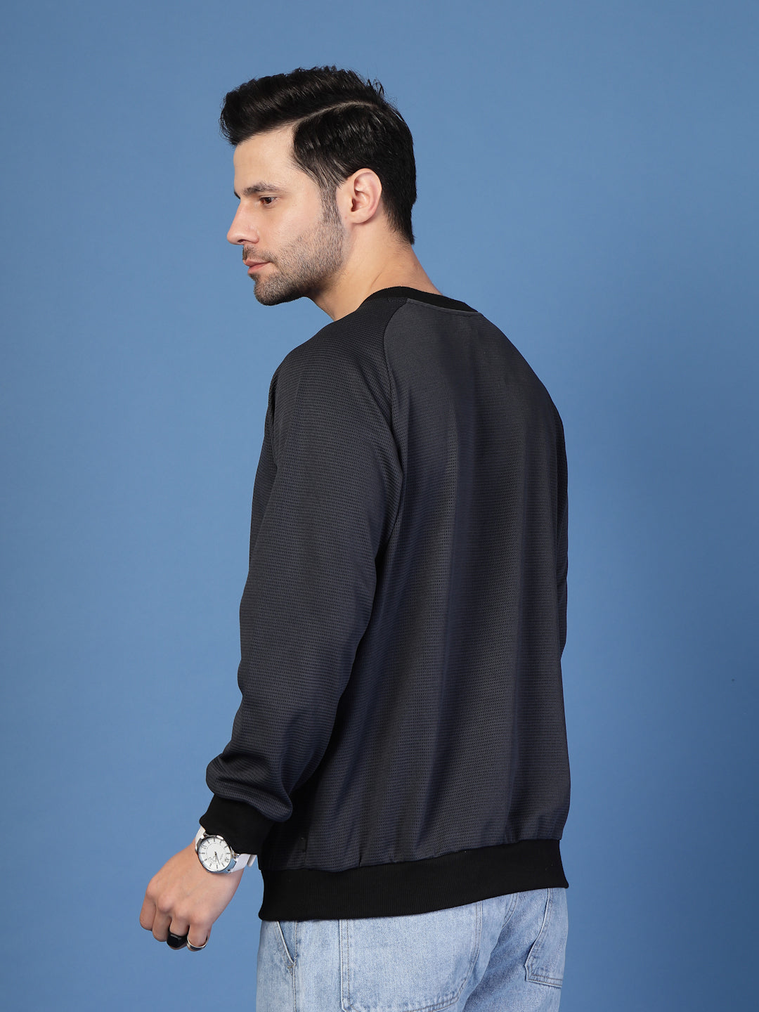 Men Grey Round Neck Sweatshirt