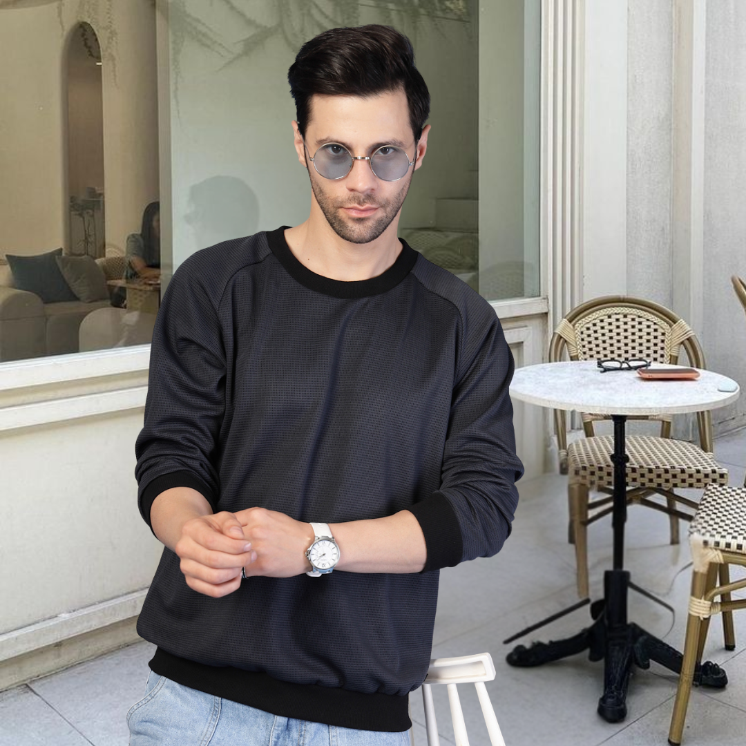 Men Grey Round Neck Sweatshirt