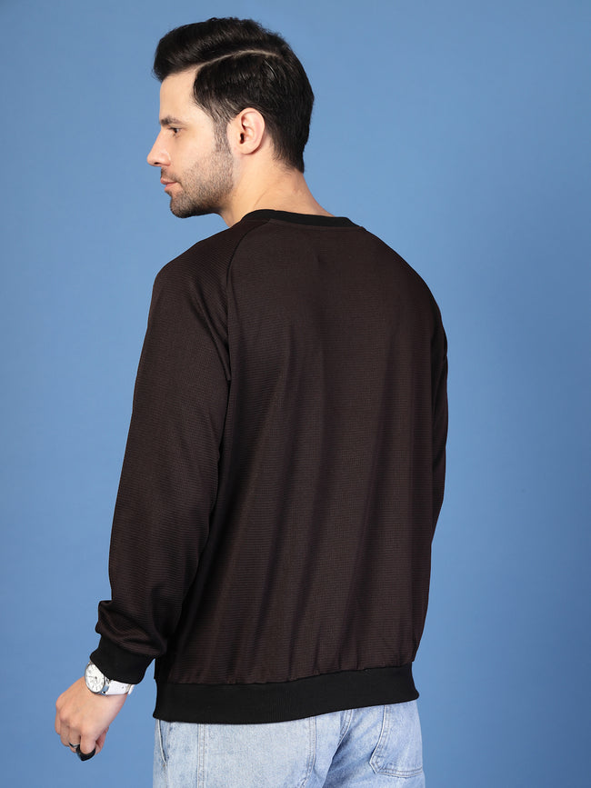Men Brown Round Neck Sweatshirt