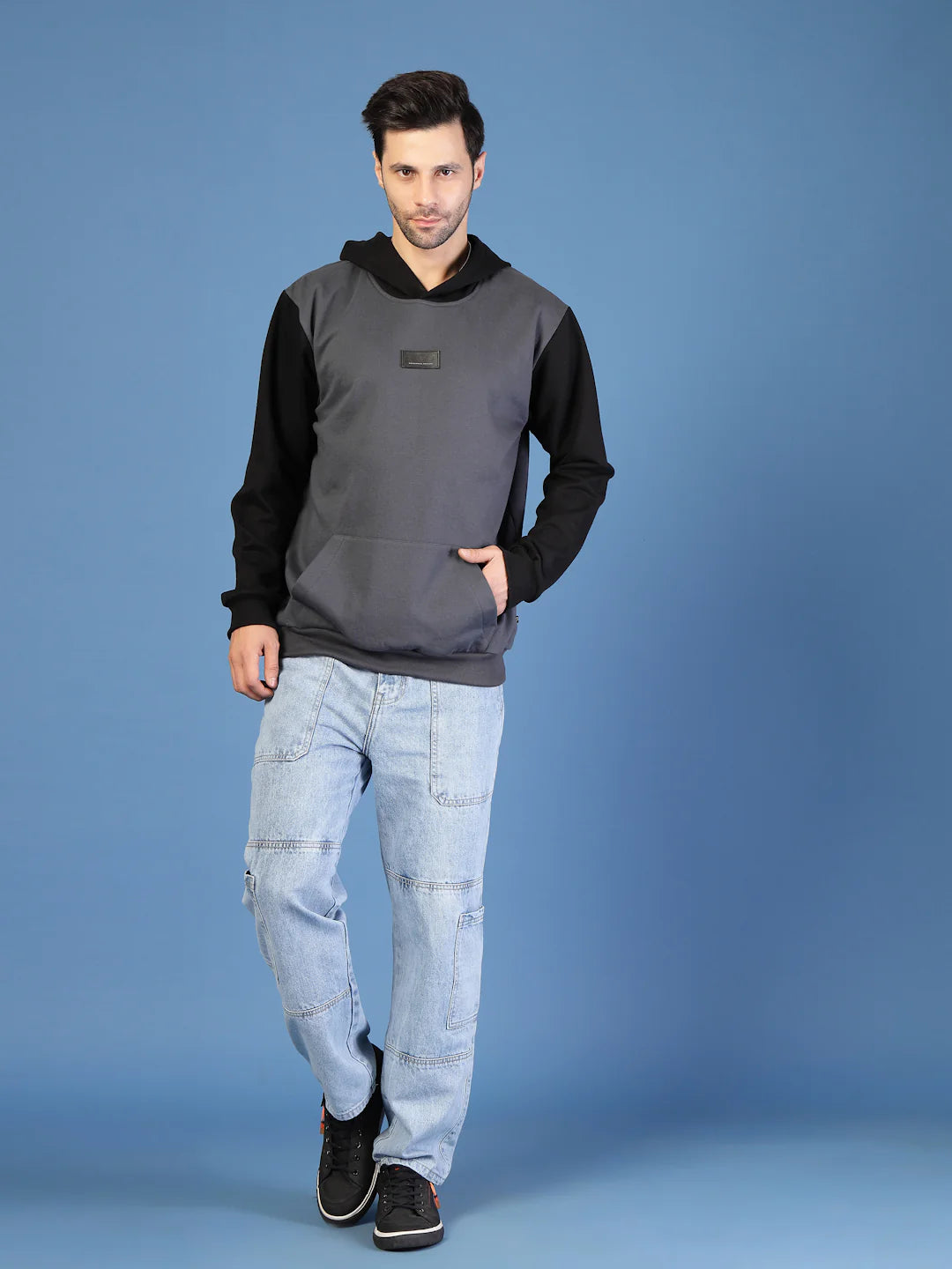Men Bold Colorblocked Oversized Hoodie