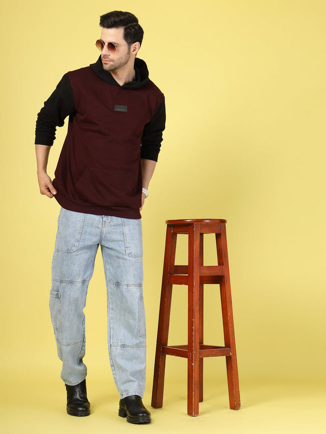 Men Bold Colorblocked Oversized Hoodie