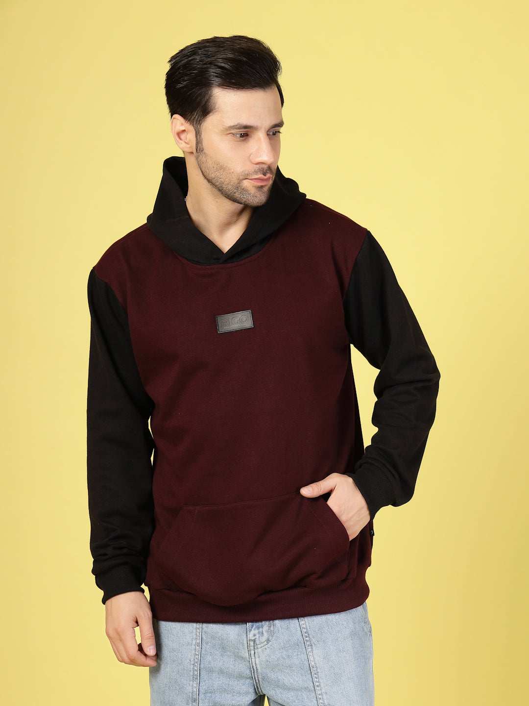 Men Bold Colorblocked Oversized Hoodie