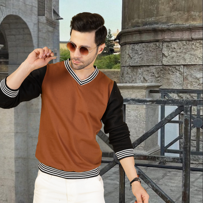 Men Multi V-Neck Sweatshirt