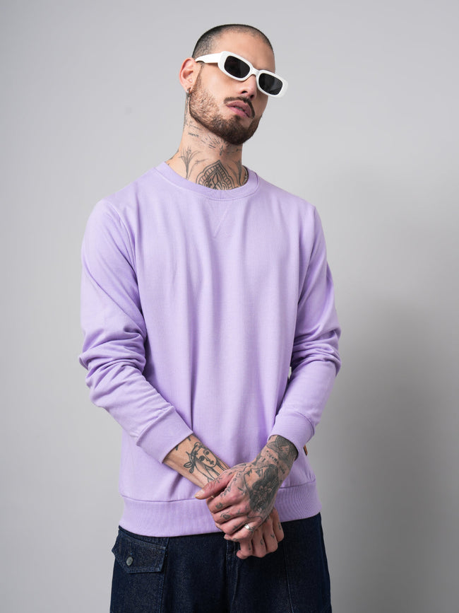 Men Solid Lilac Sweatshirt