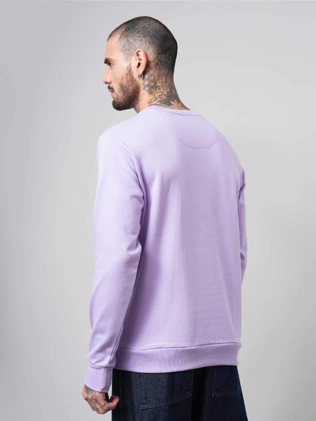 Men Solid Lilac Sweatshirt