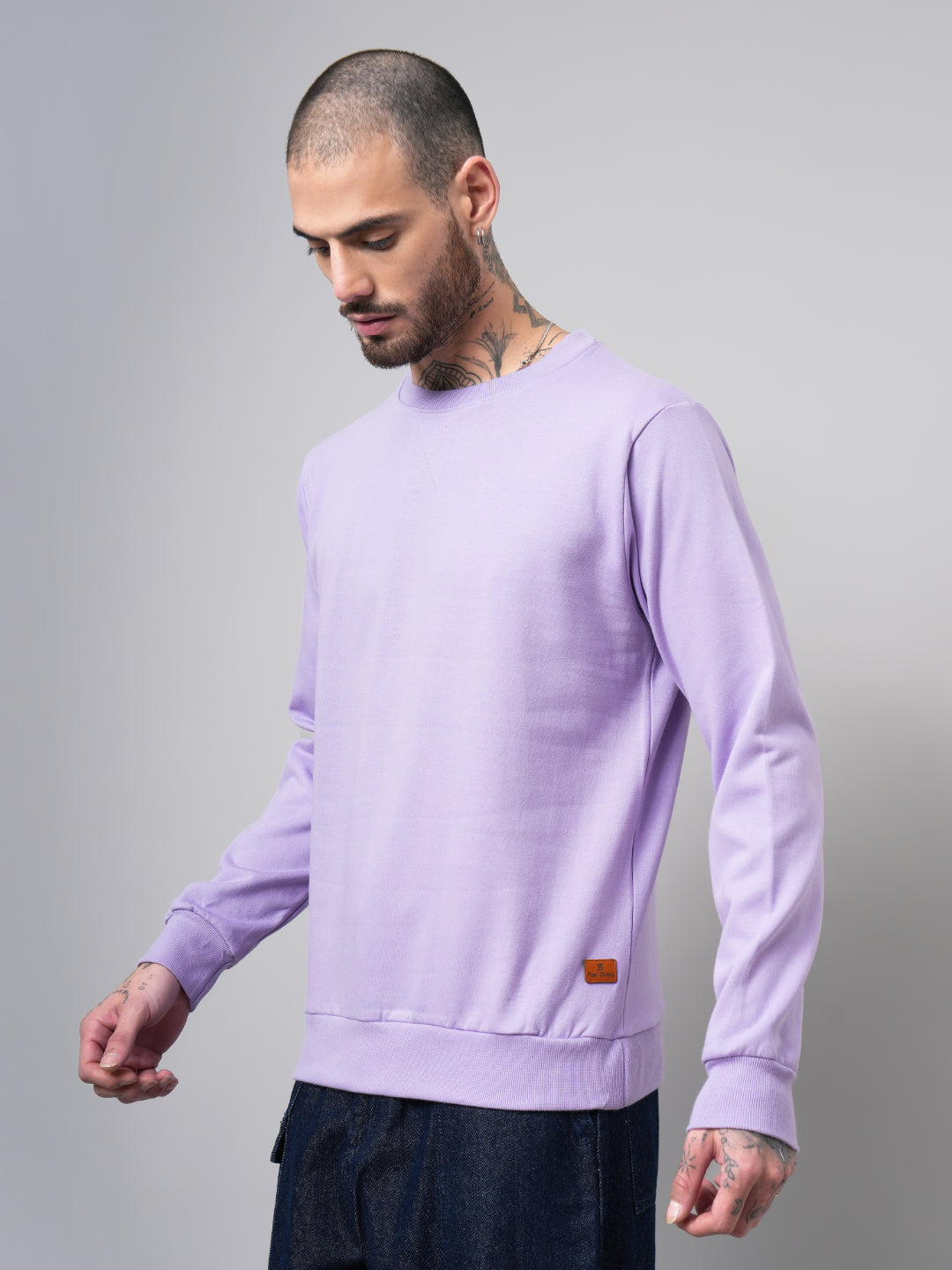 Men Solid Lilac Sweatshirt