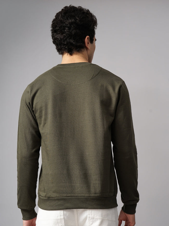 Men Solid Olive Sweatshirt