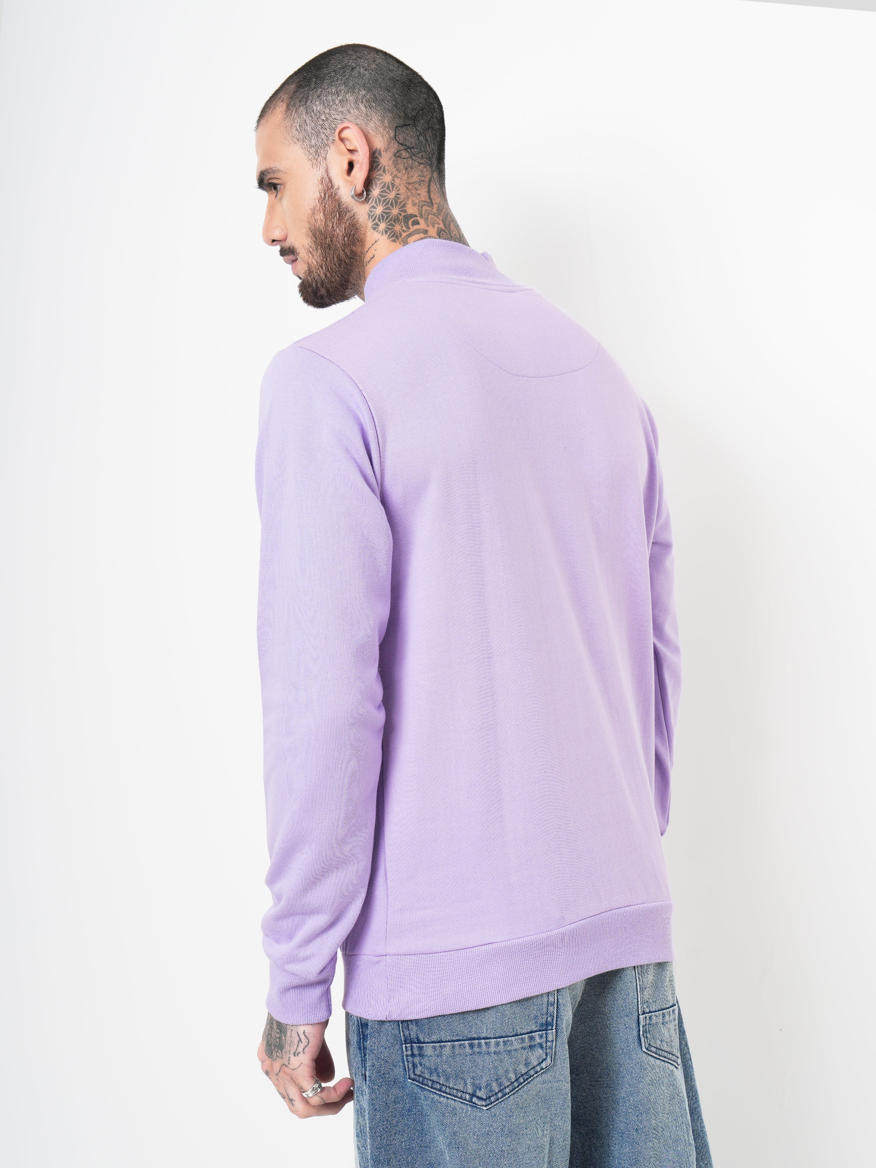 Men Half Zip Lavender Sweatshirt