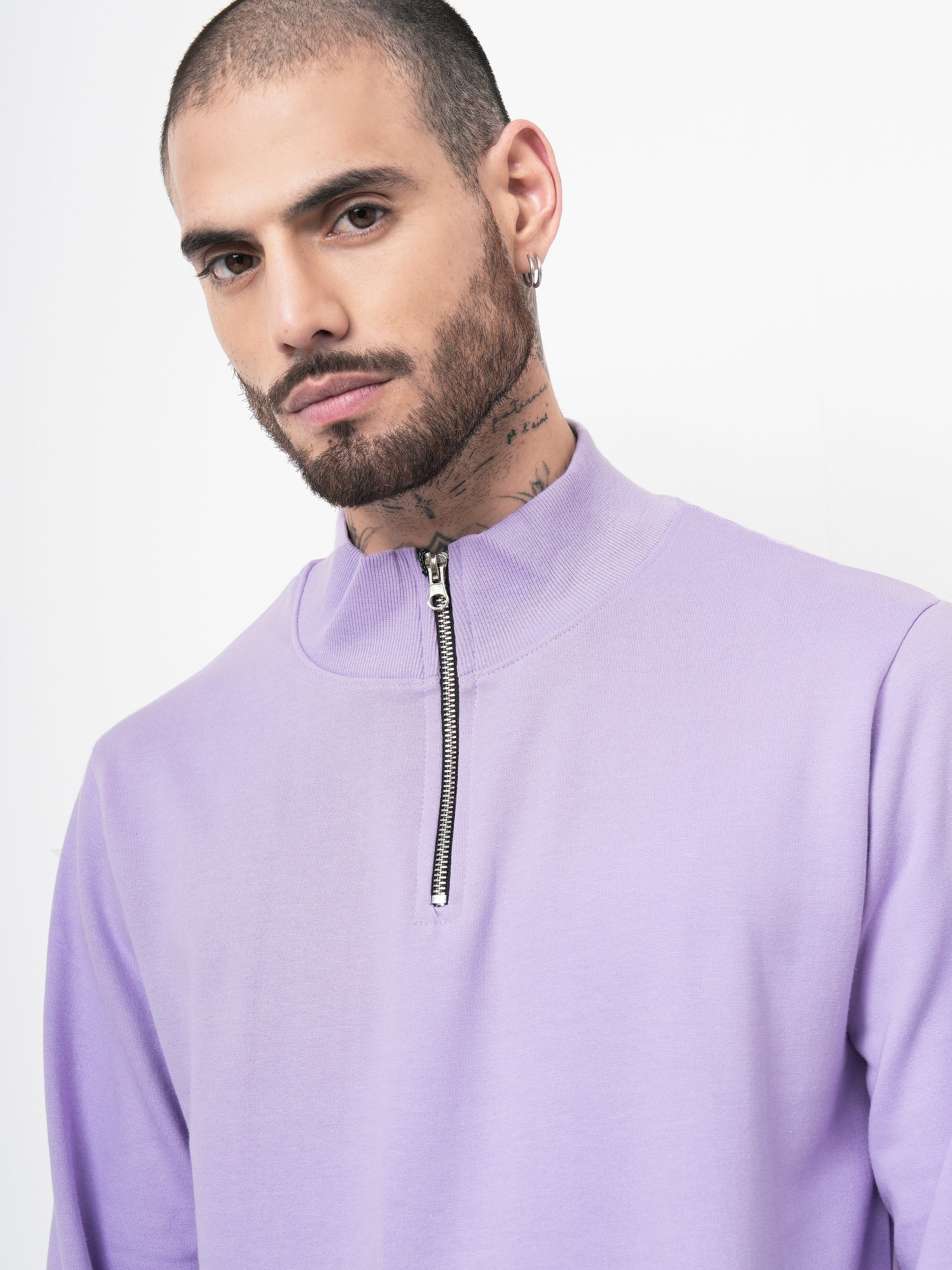 Men Half Zip Lavender Sweatshirt