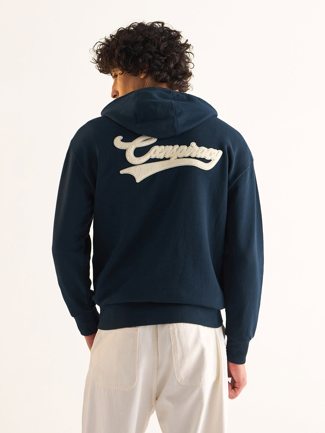 Men Navy Blue Relaxed Fit Hoodie