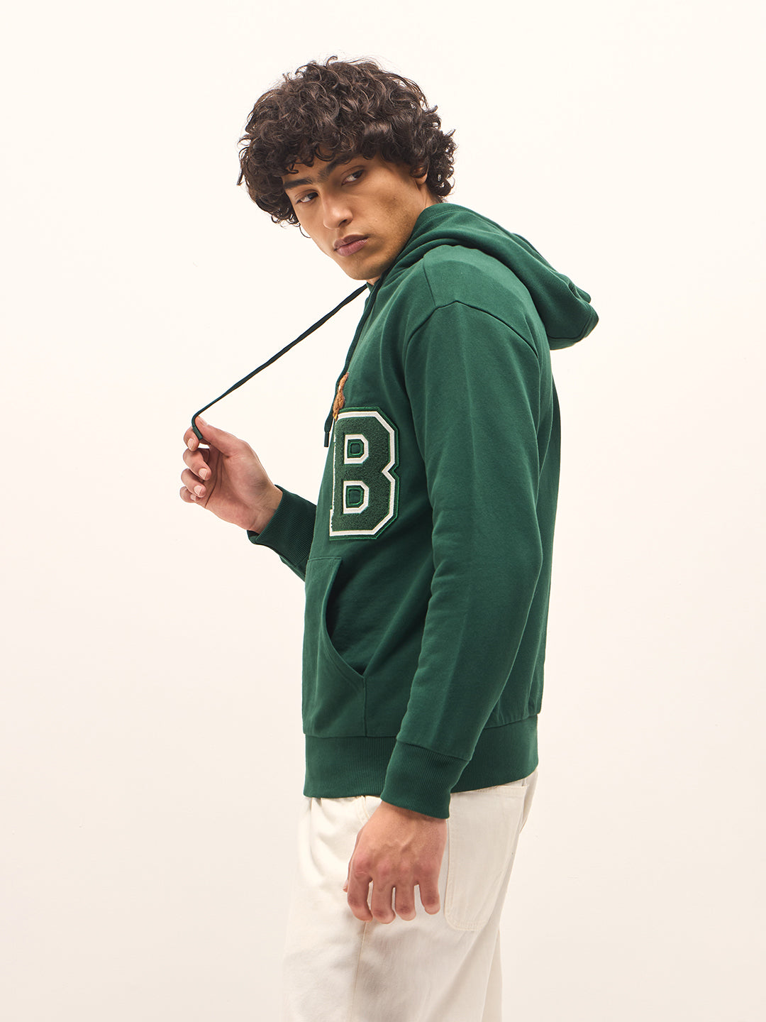Men Green Relaxed Fit Hoodie