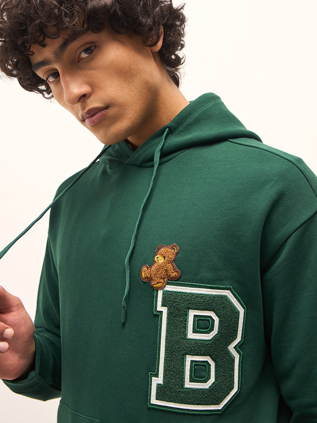 Men Green Relaxed Fit Hoodie