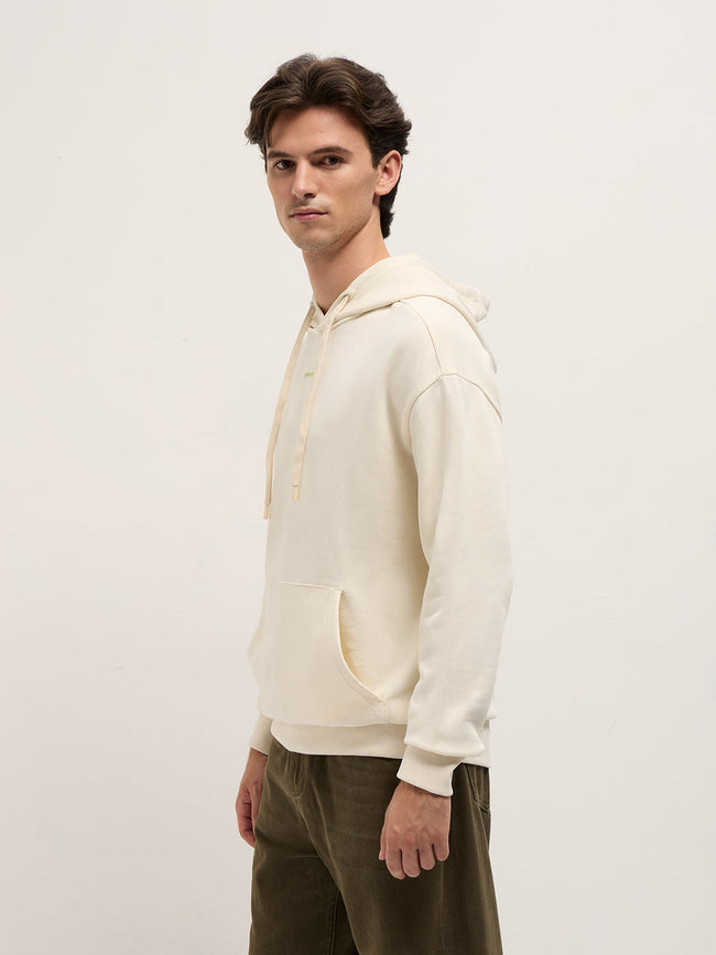 Men White Relaxed Fit Hoodie
