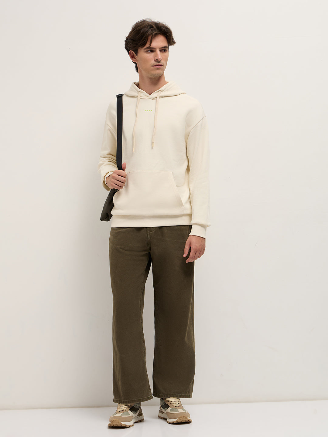 Men White Relaxed Fit Hoodie