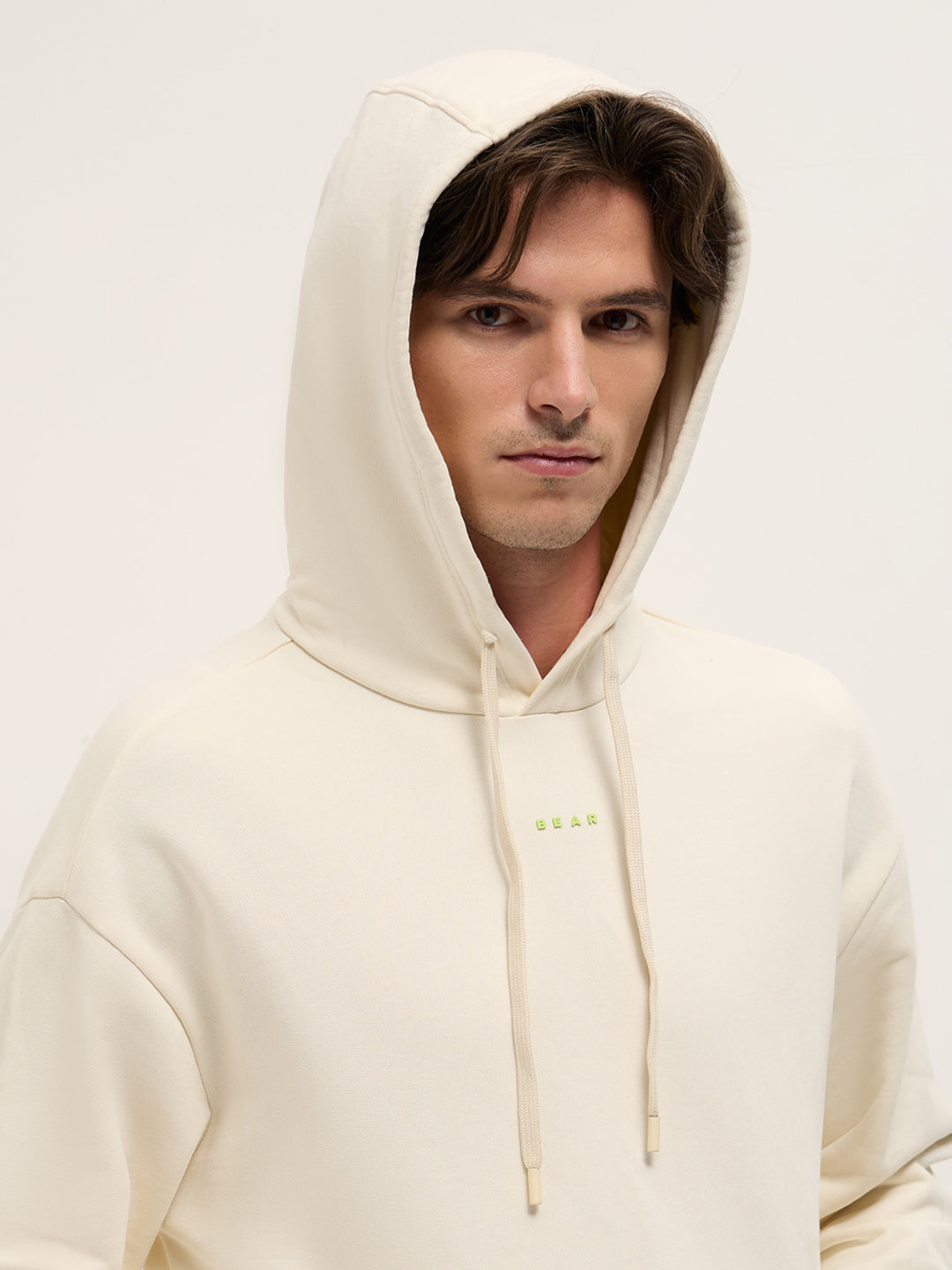 Men White Relaxed Fit Hoodie