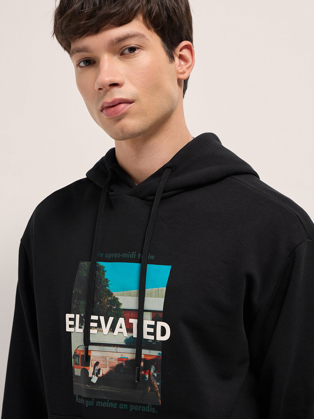 Men Black Relaxed Fit Hoodie