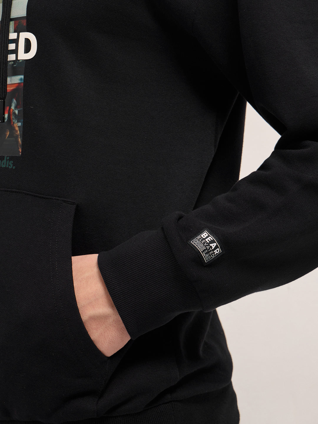 Men Black Relaxed Fit Hoodie