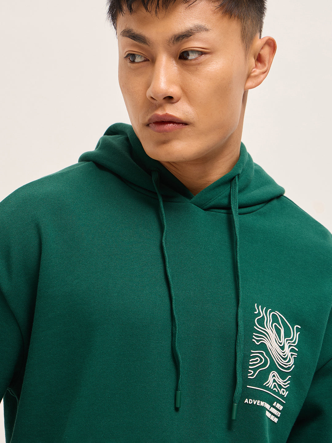 Men Green Relaxed Fit Hoodie