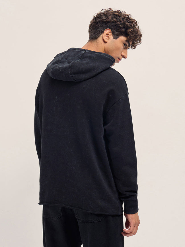 Men Black Relaxed Fit Hoodie