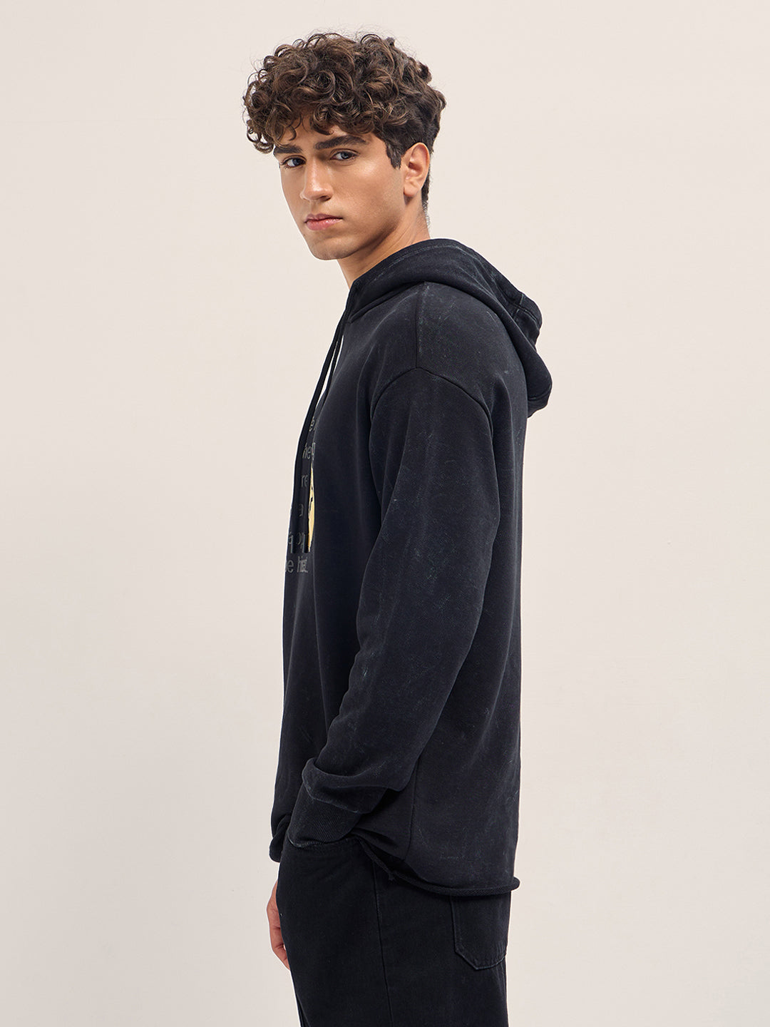 Men Black Relaxed Fit Hoodie