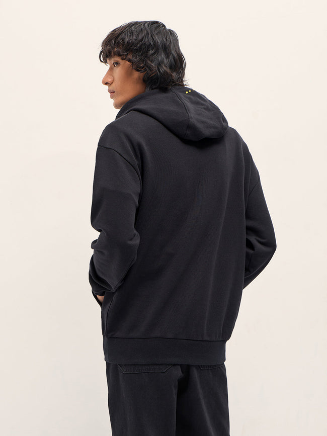 Men Black Relaxed Fit Hoodie