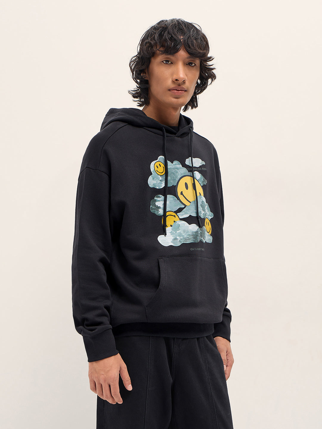 Men Black Relaxed Fit Hoodie