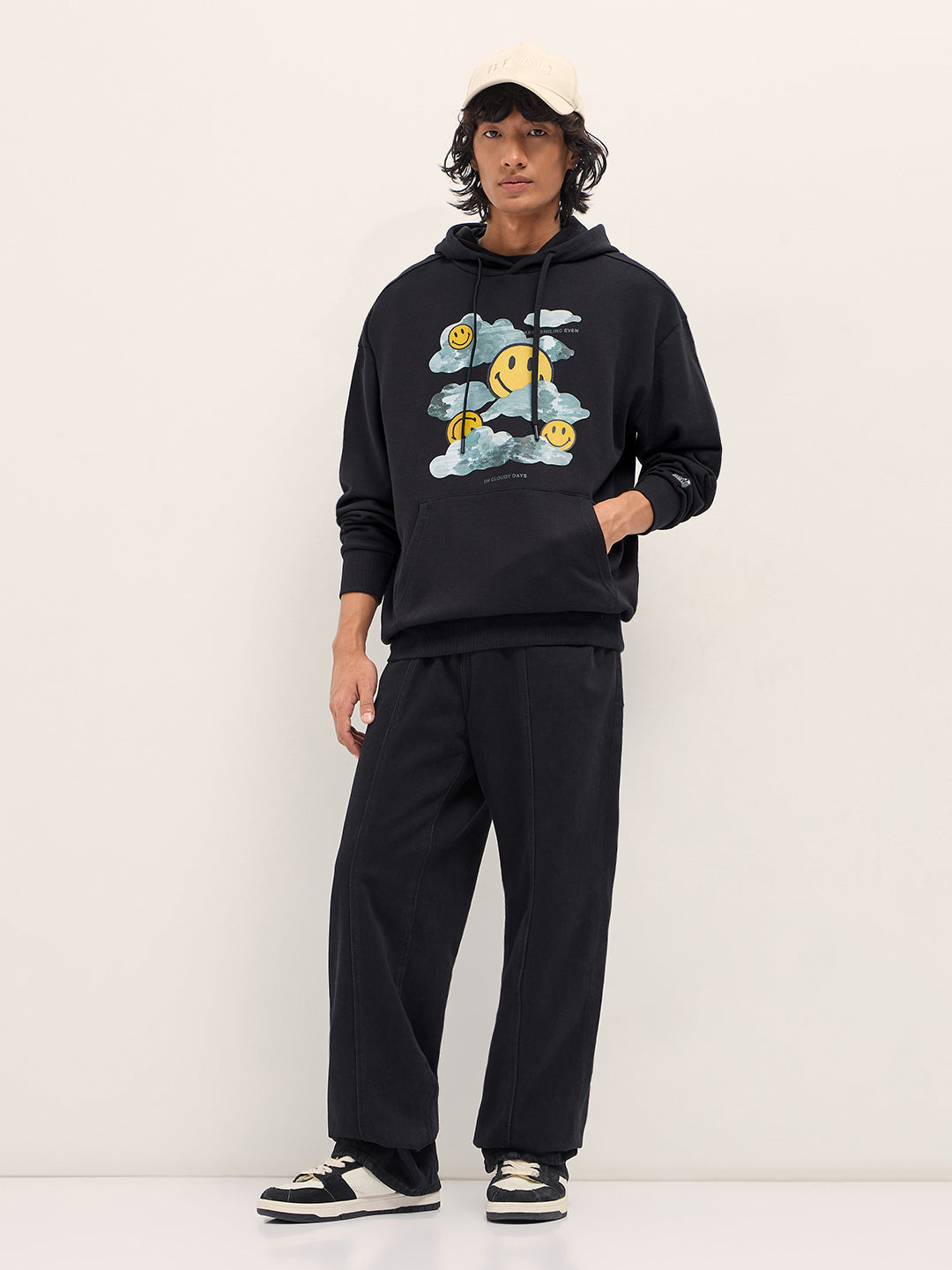 Men Black Relaxed Fit Hoodie
