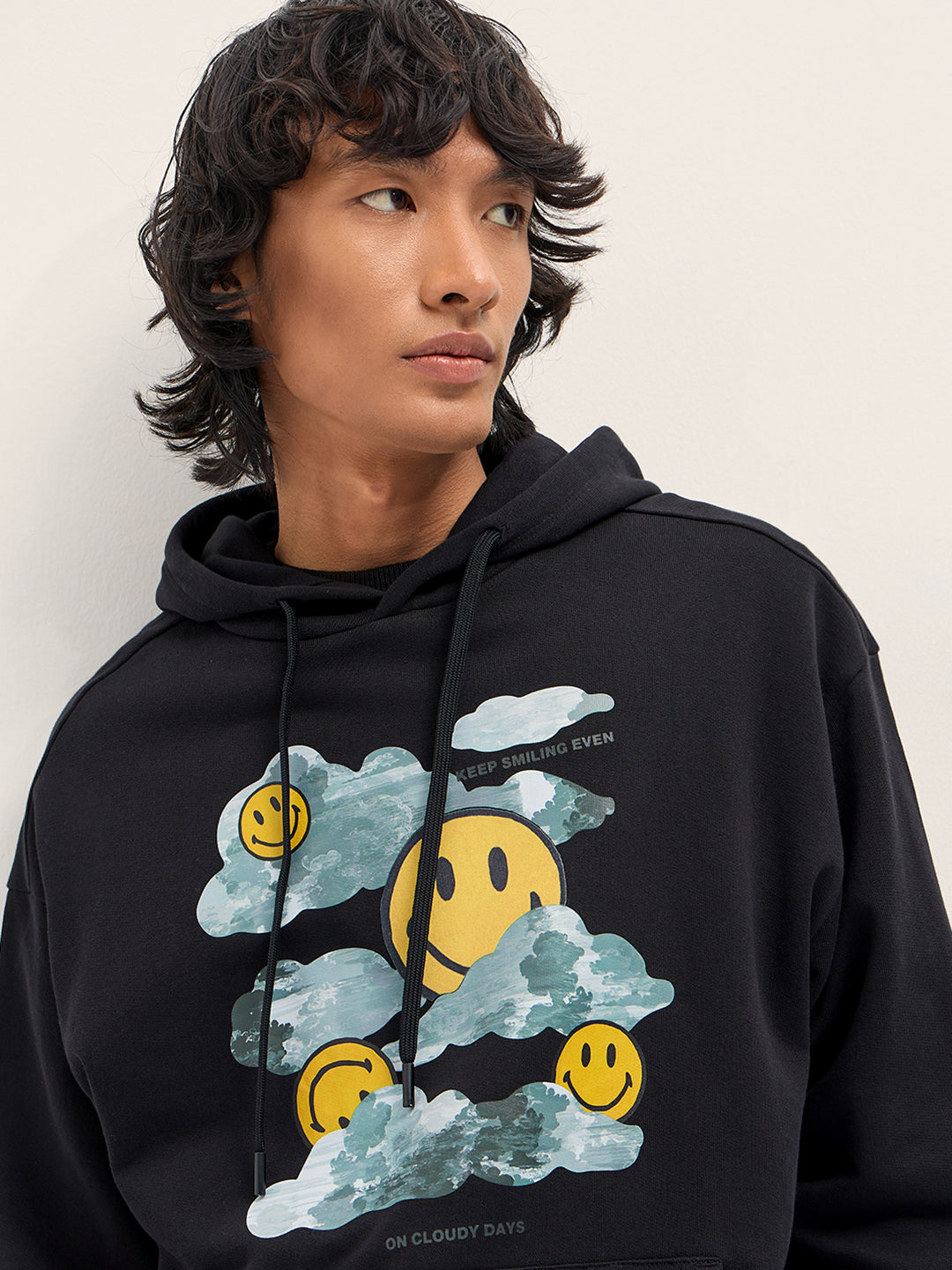 Men Black Relaxed Fit Hoodie