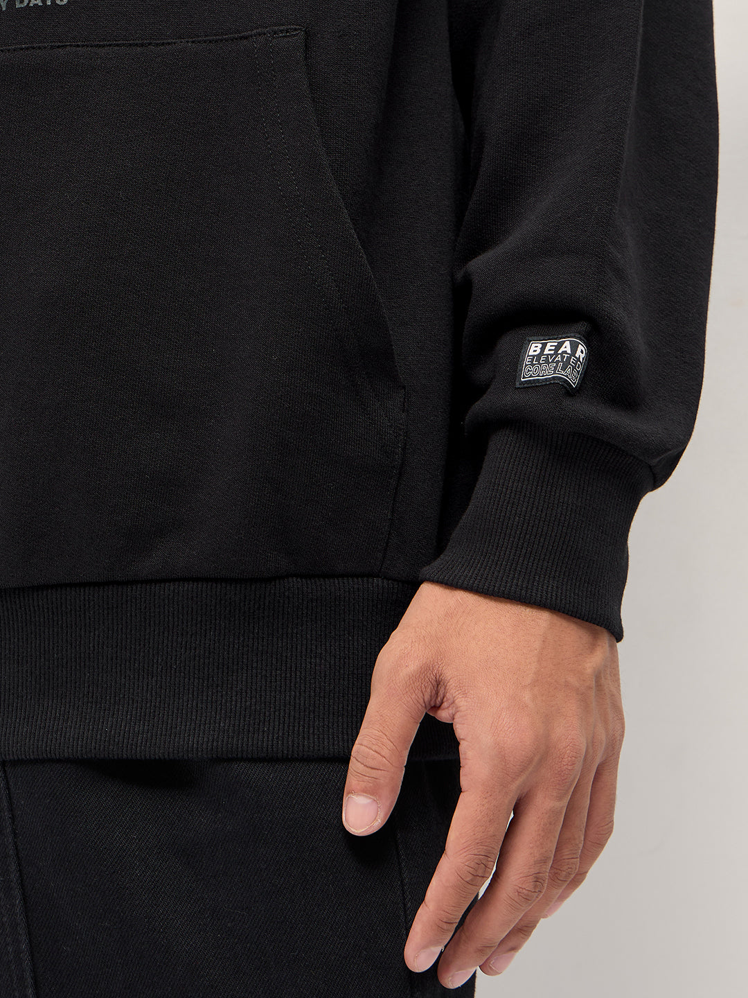 Men Black Relaxed Fit Hoodie