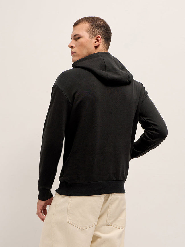 Men Black Relaxed Fit Hoodie