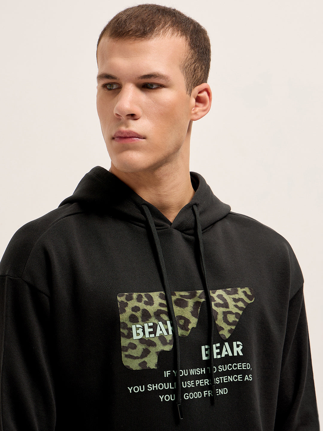 Men Black Relaxed Fit Hoodie