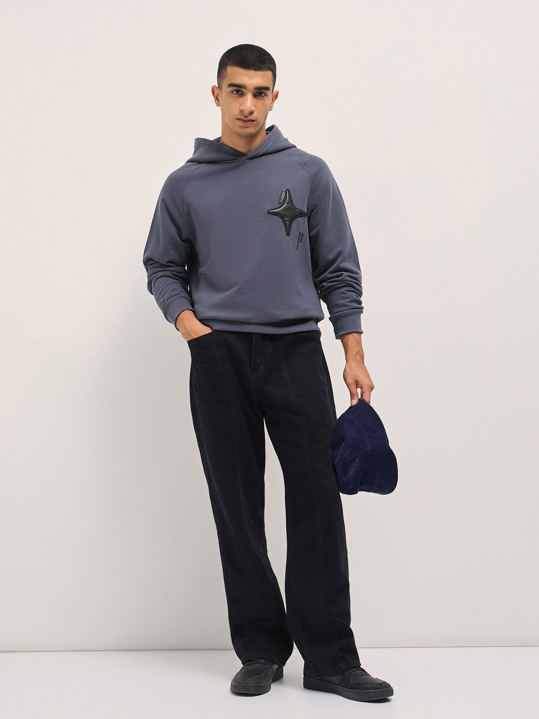 Men Purple Relaxed Fit Hoodie
