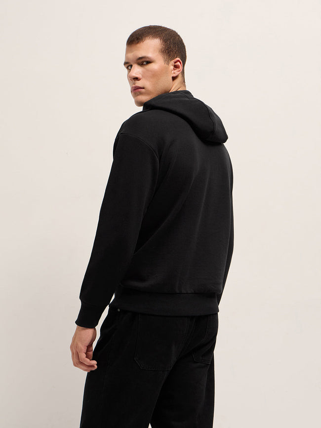 Men Black Relaxed Fit Hoodie