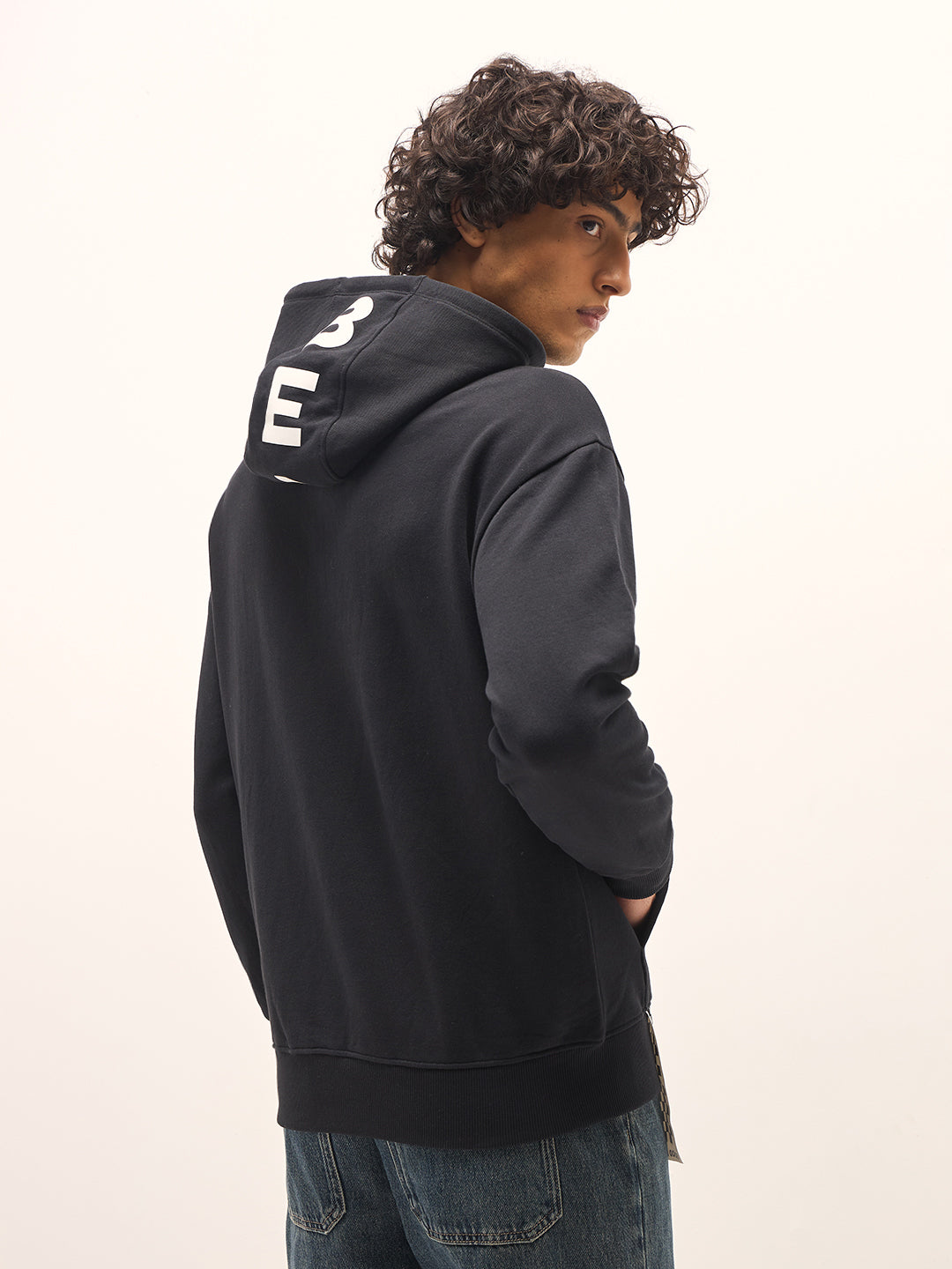 Men Black Relaxed Fit Hoodie