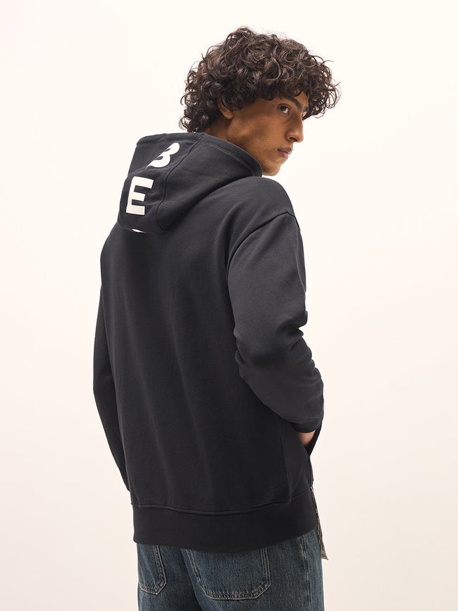 Men Black Relaxed Fit Hoodie