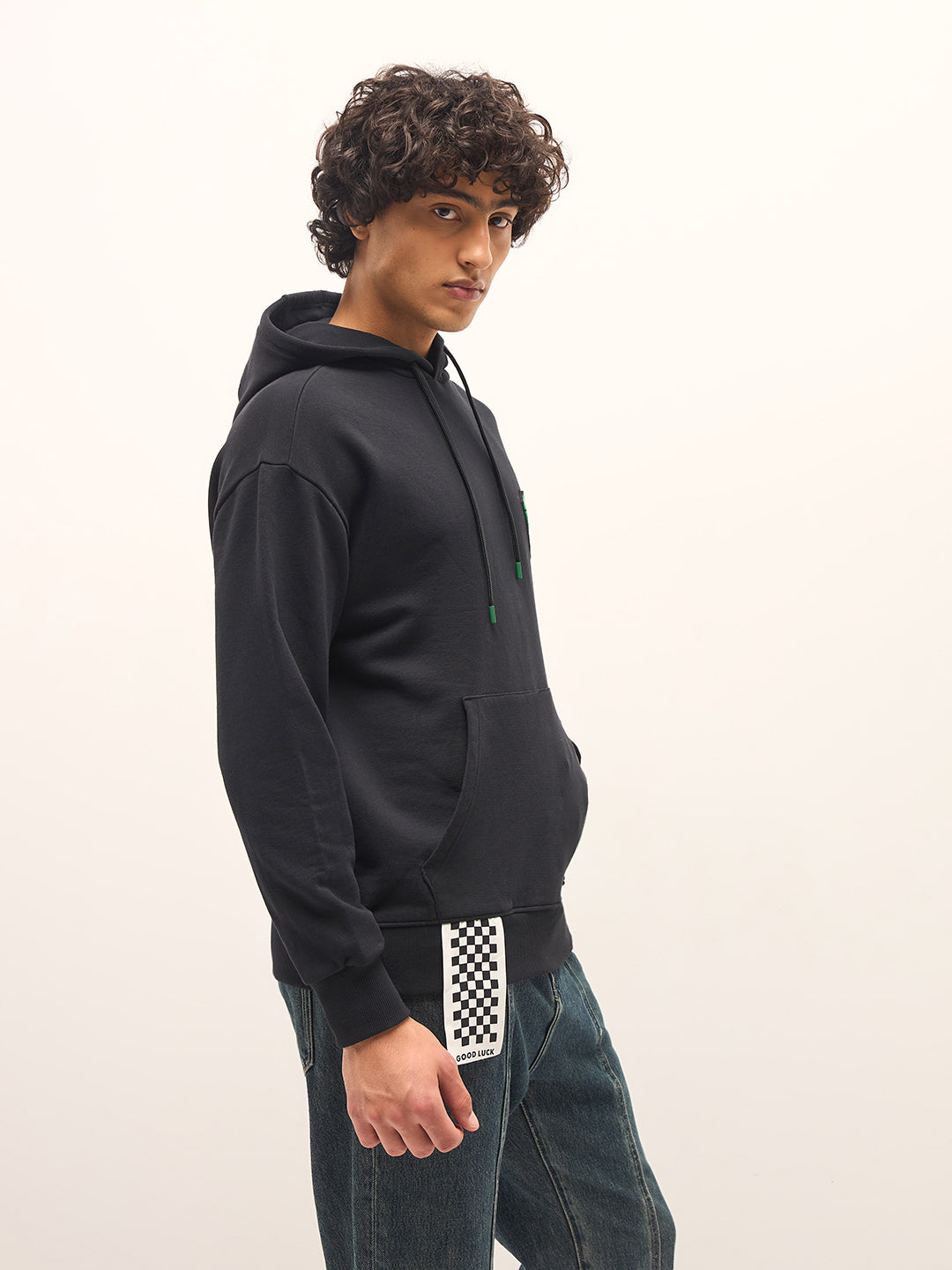 Men Black Relaxed Fit Hoodie