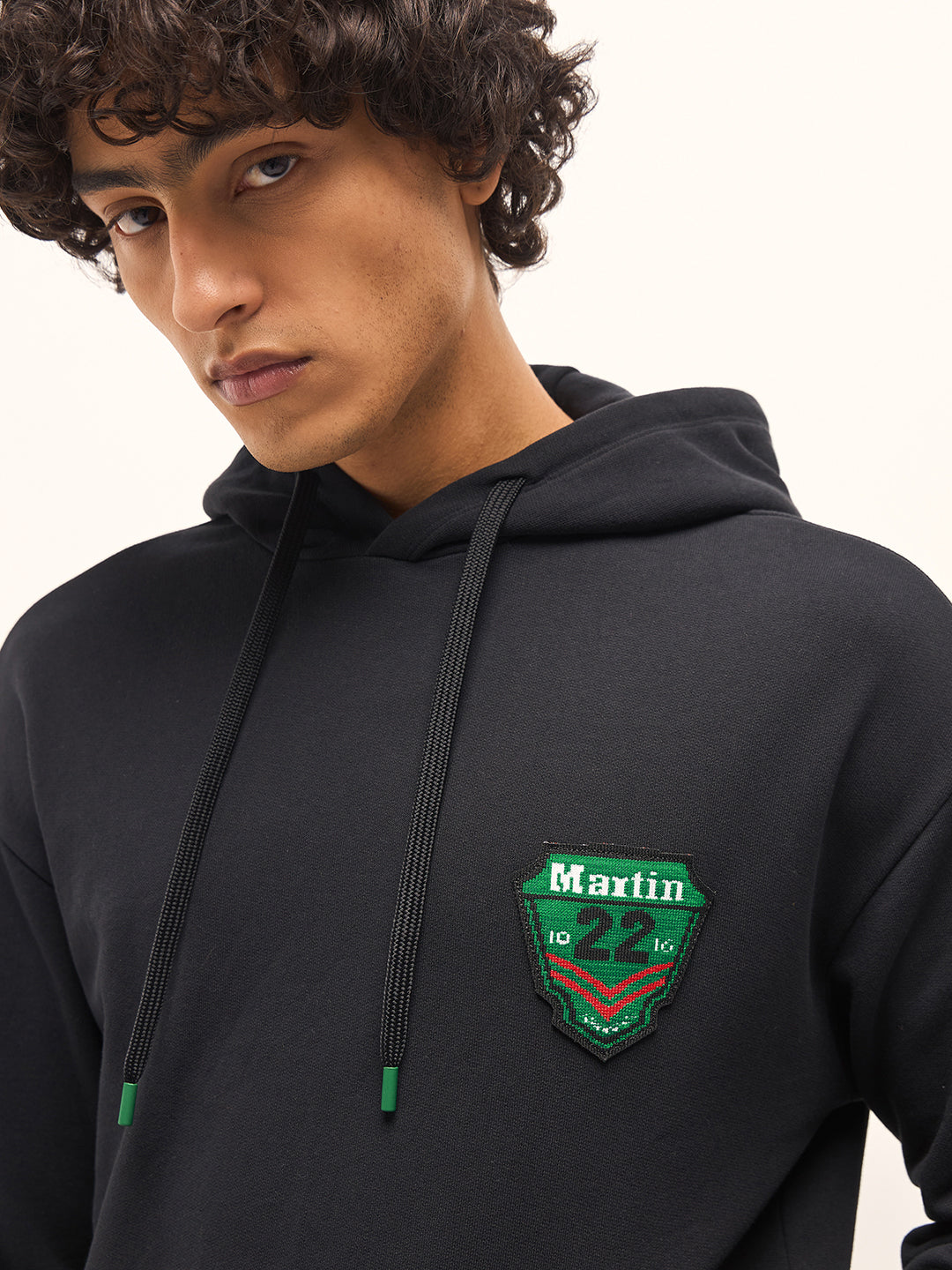 Men Black Relaxed Fit Hoodie