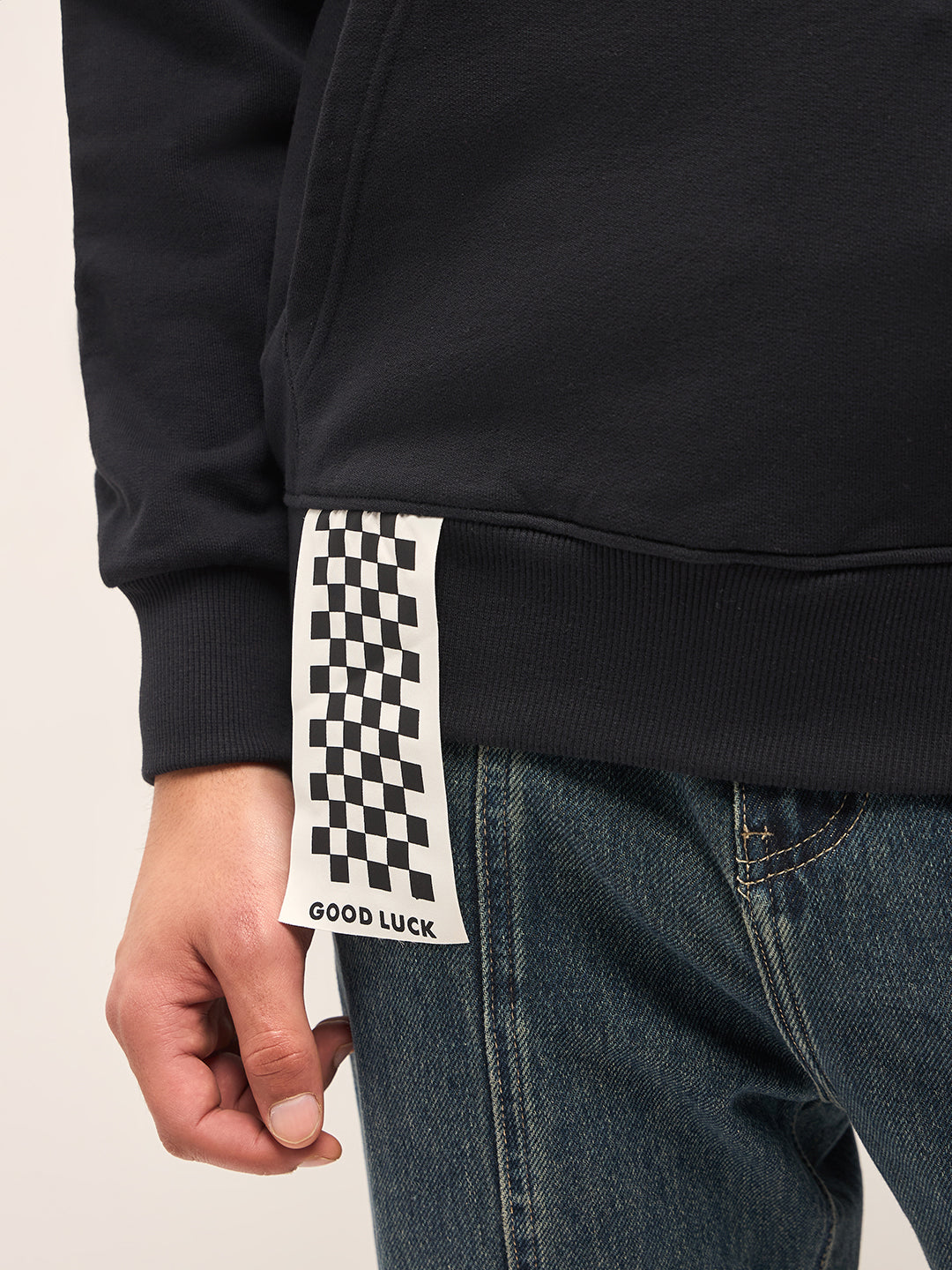 Men Black Relaxed Fit Hoodie