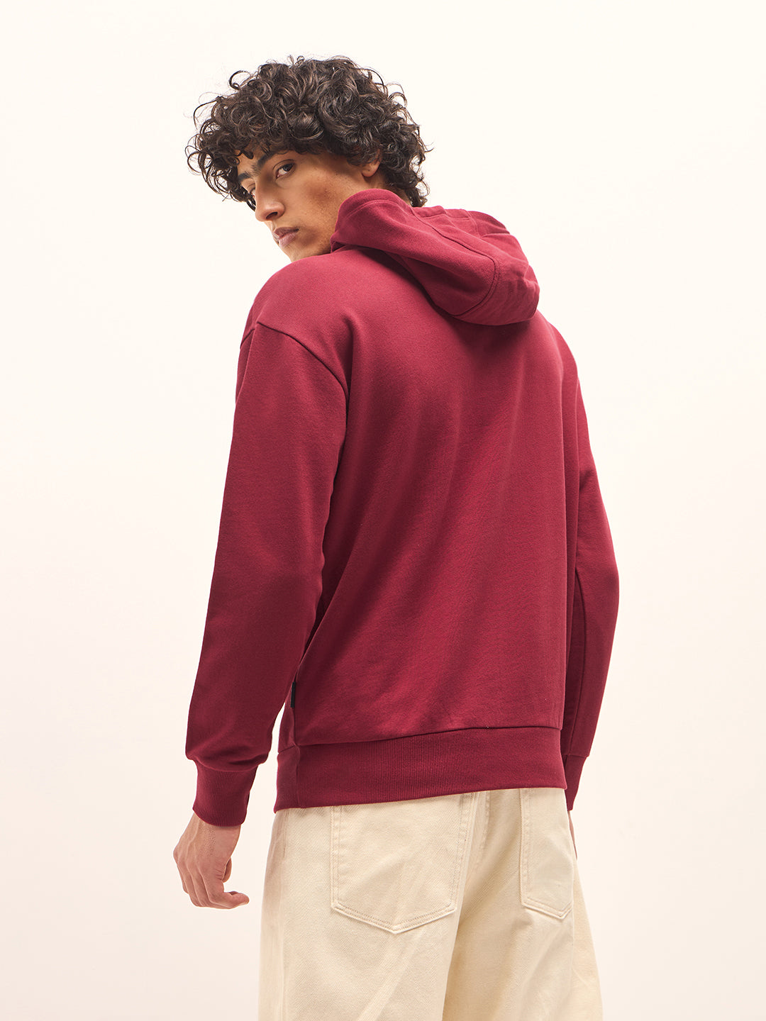Men Red Relaxed Fit Hoodie