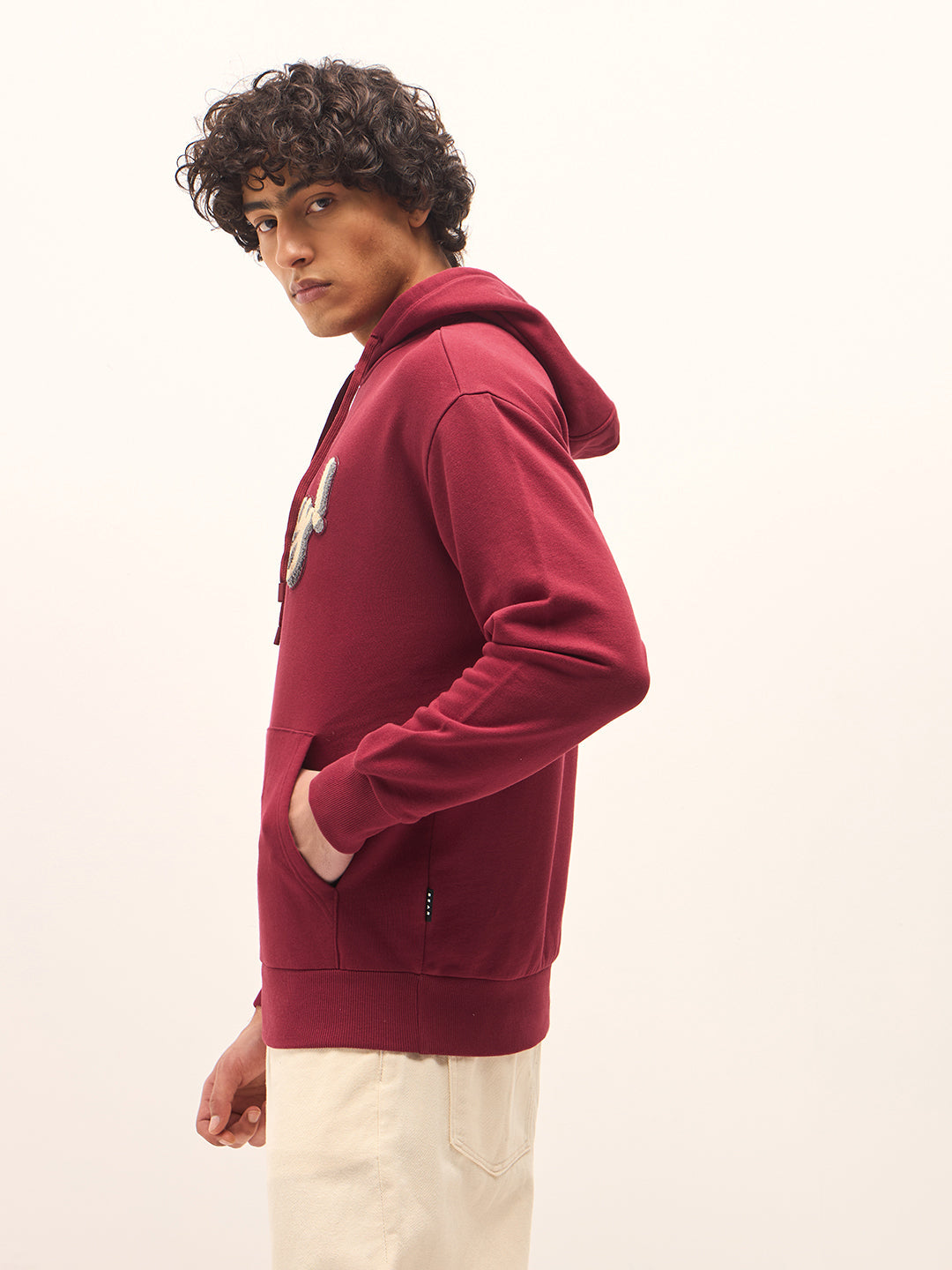 Men Red Relaxed Fit Hoodie