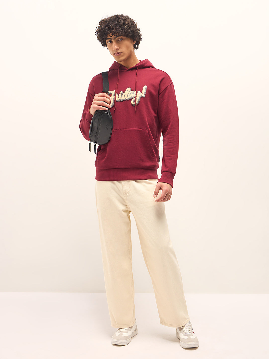 Men Red Relaxed Fit Hoodie