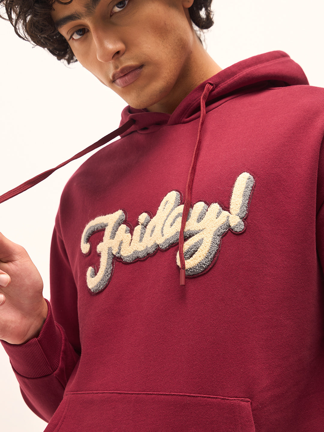 Men Red Relaxed Fit Hoodie
