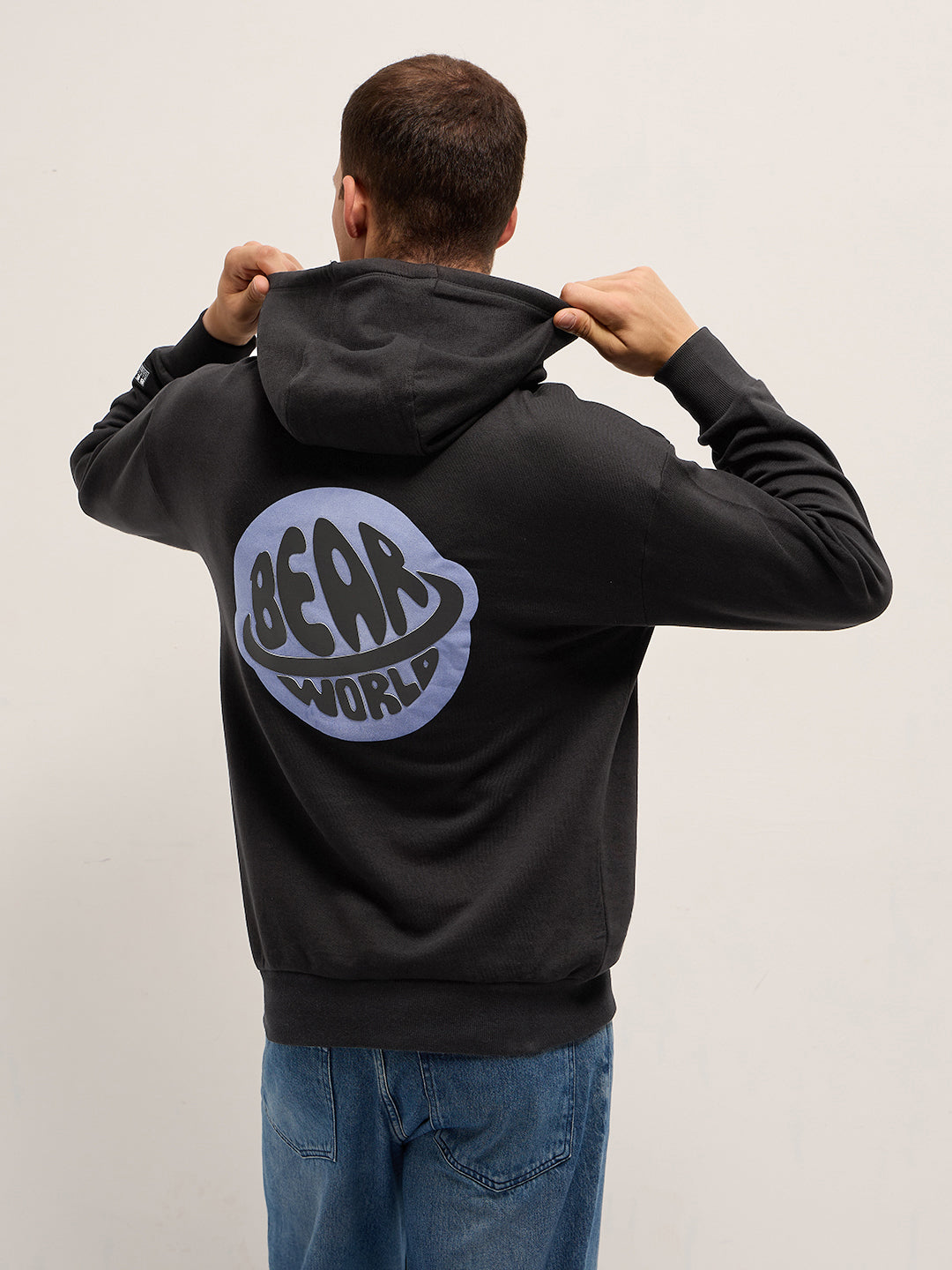 Men Black Relaxed Fit Hoodie